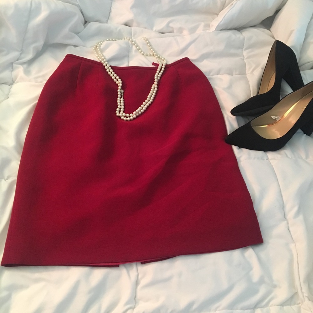 Red Power Pencil Skirt